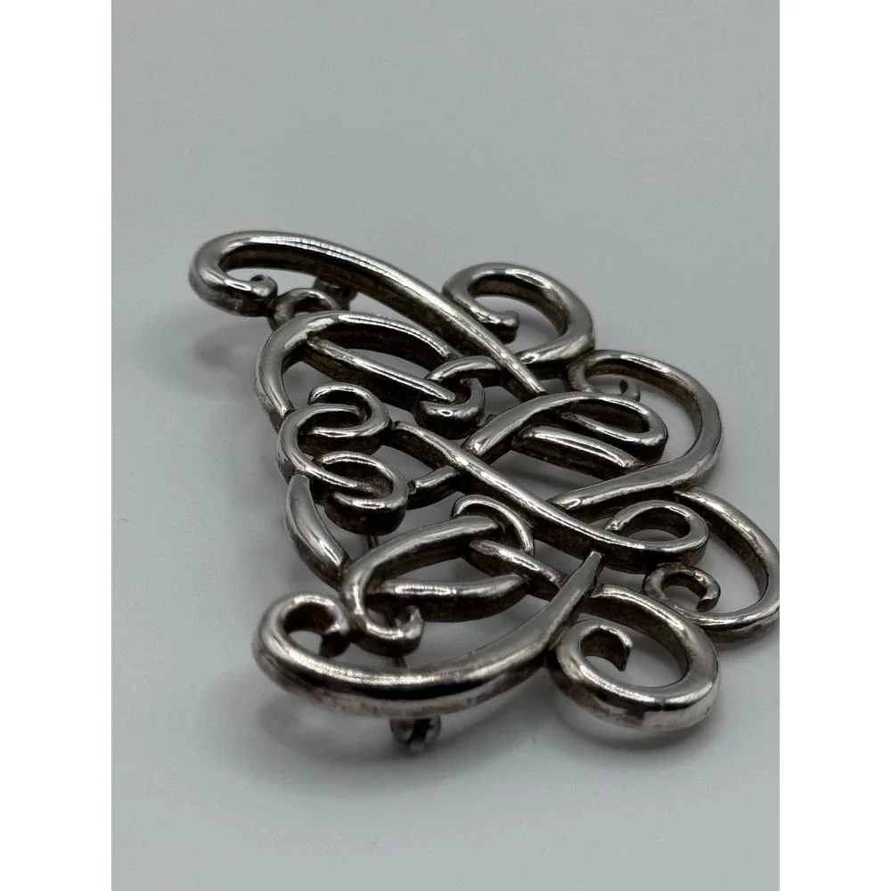 Sterling Silver Colonial Williamsburg James Craig Scroll Brooch Pin Signed IC